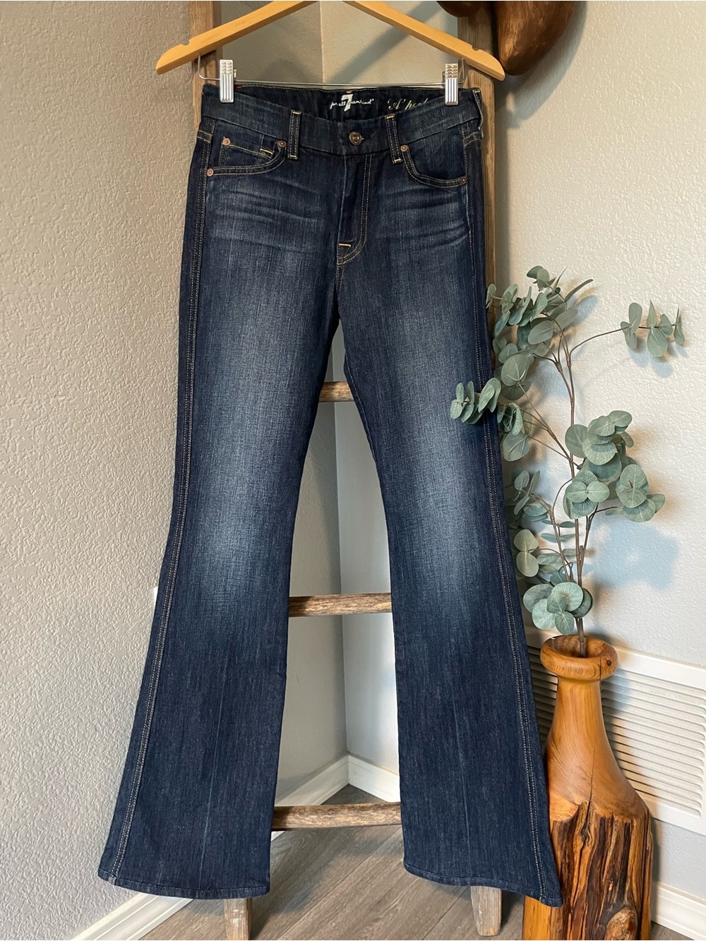 7 For All Mankind Dark Indigo Boot Cut Jeans